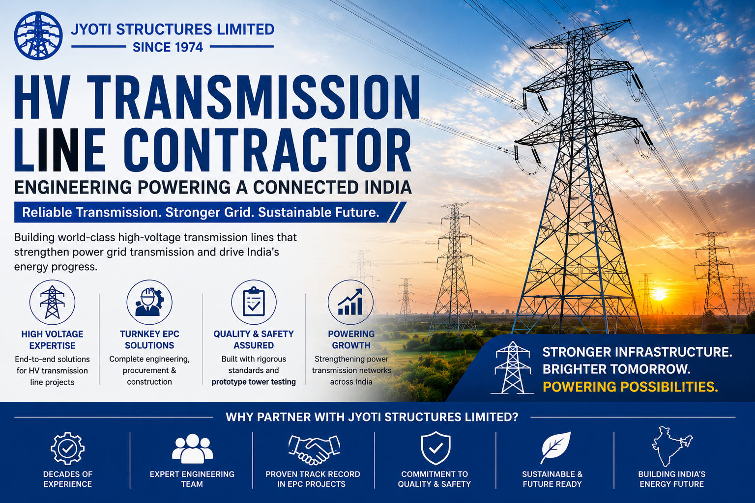 Best HV Transmission Line Contractor: How Jyoti Structures Limited Supports Reliable Power Grid Infrastructure